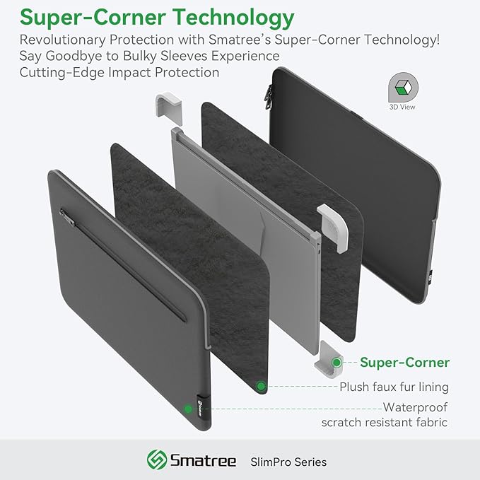 Smatree SlimPro Laptop Sleeve Case for 14 inch HP OmniBook 5 Next Gen AI/Flip, for 14 inch HP ZBook 8 G1i/G1a, Laptop Case with Swift-Access Accessory Pocket, Patented Super-Corner Design (S413)