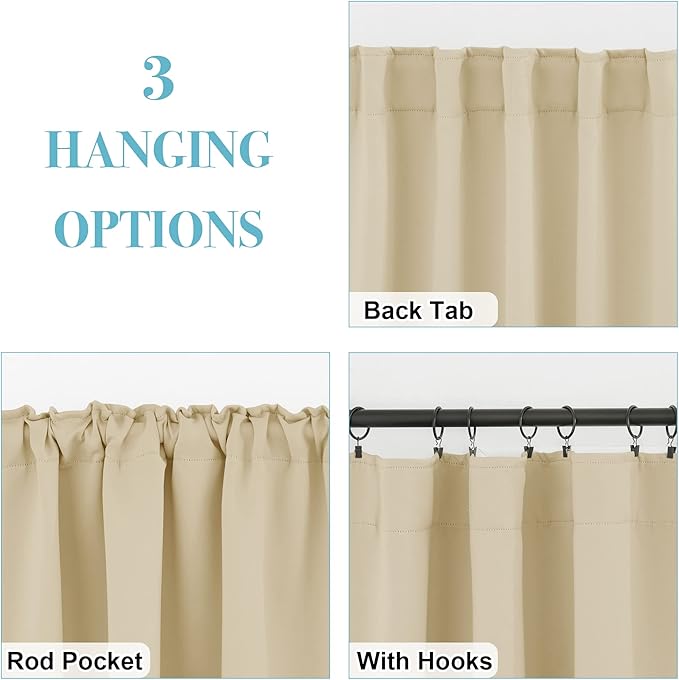 RYB HOME Blackout Curtains for Bedroom, Window Shades Thermal Insulating