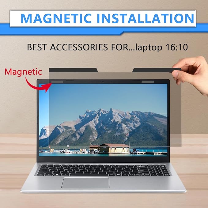 ZOEGAA Magnetic Laptop Privacy Screen 16 Inch, Compatible With HP Dell Acer Asus Lenovo, Removable 16:10 Laptop Screen Privacy Shield, Anti Spy, Anti Glare, Blue Ray Reduction
