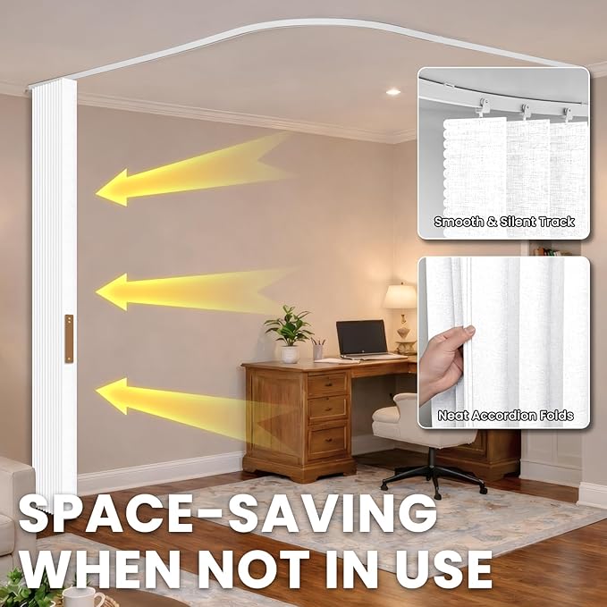 Room Divider Curtain Sets with Flexible Ceiling Track, Privacy Soundproof