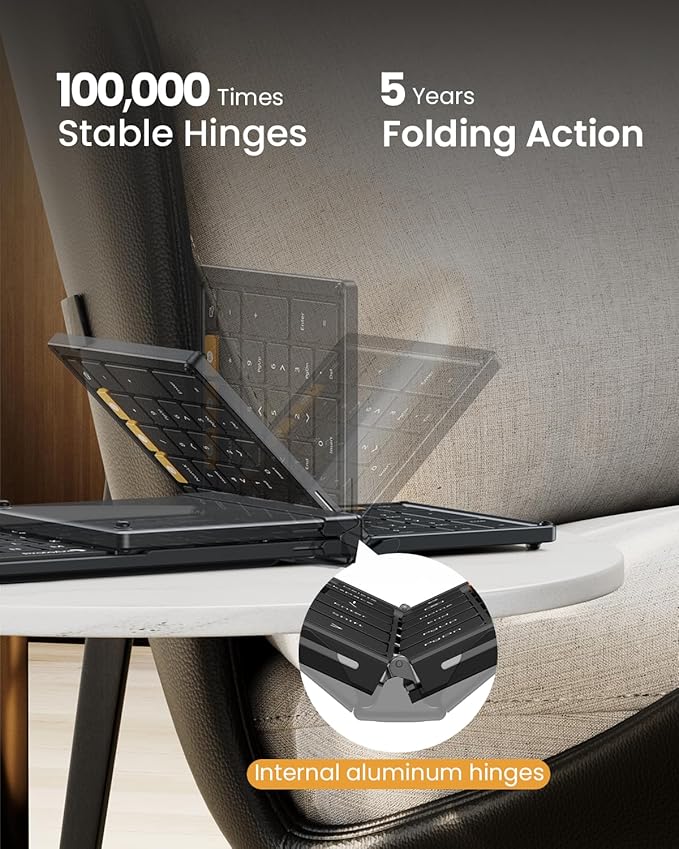 ProtoArc Foldable Keyboard and Mouse, XKM01 True Full-Size Folding Bluetooth Keyboard Mouse Combo for Business Travel, a Portable Office Suite On-The-Go, Compatible with Laptop iPad Tablet - Black
