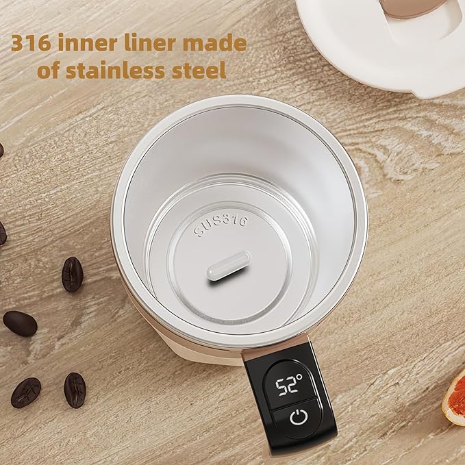 Self Stirring Coffee Mug,Heated Coffee Mug Rechargeable with Temperature Display,Fun Coffee Mug Warmer,Suitable for Beverages Such Coffee,Milk,Cocoa (Black)