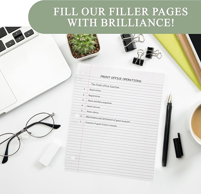 THREE LEAF 100 SHEETS COLLEGE RULED FILLER PAPER, PACK OF 12, LOOSE-LEAF SHEETS FOR SCHOOL AND OFFICE 100 CT. FILLER PAPER, NOTEBOOK PAPER