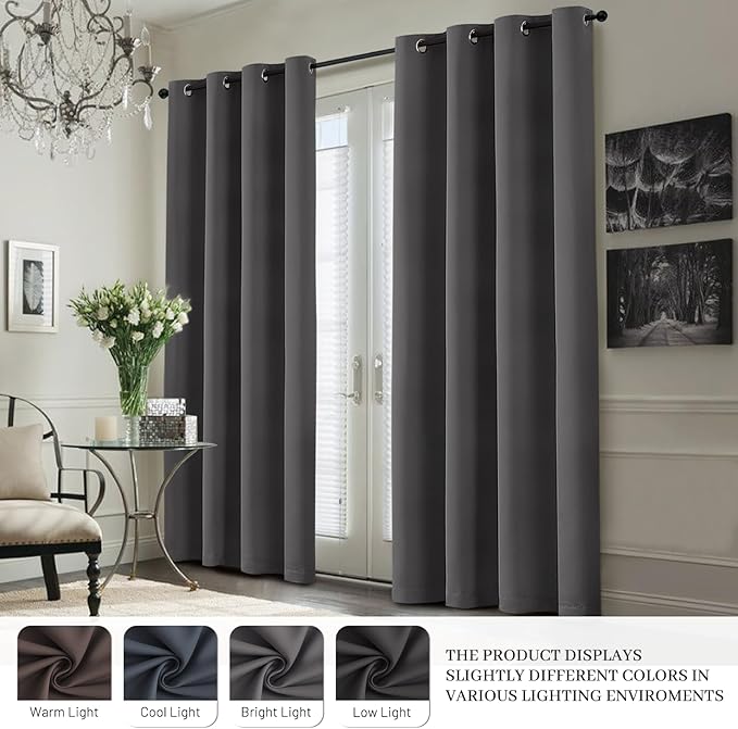 Yakamok 100% Blackout Curtain Panels 63 inches Cold and Light Blocking Drapes