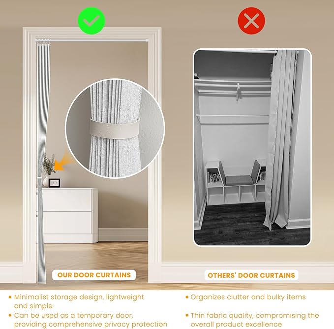 AJAZZ 100% Blackout Accordion Doors Interior Magnetic Door Curtain Closet Door