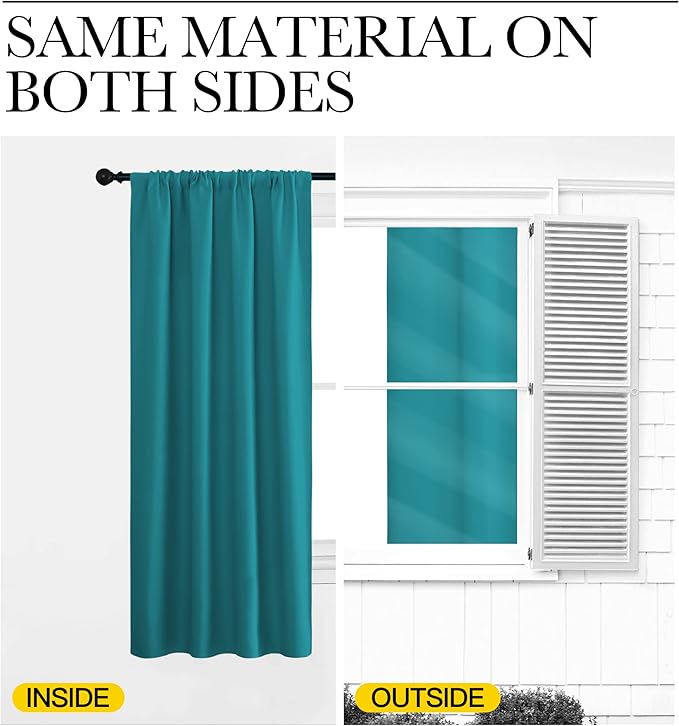 NICETOWN RV Blackout Curtains for Camper Windows, Peacock Blue, Kitchen Curtains