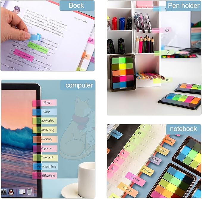 Golcellia 300 Pcs, Transparent Sticky Notes, Page Markers, Sticky Tabs, Label Stickers, Pop Up Index Tabs, Flags Stickers