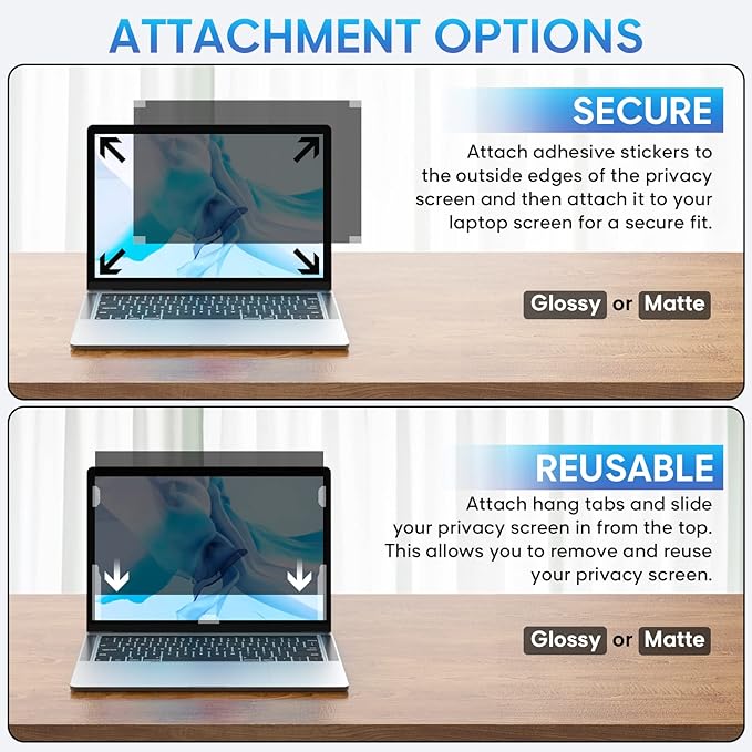 Yamaya 14 Inch Laptop Privacy Screen, Removable 16:9 Aspect Privacy Filter Screen Protector, Anti Peeping