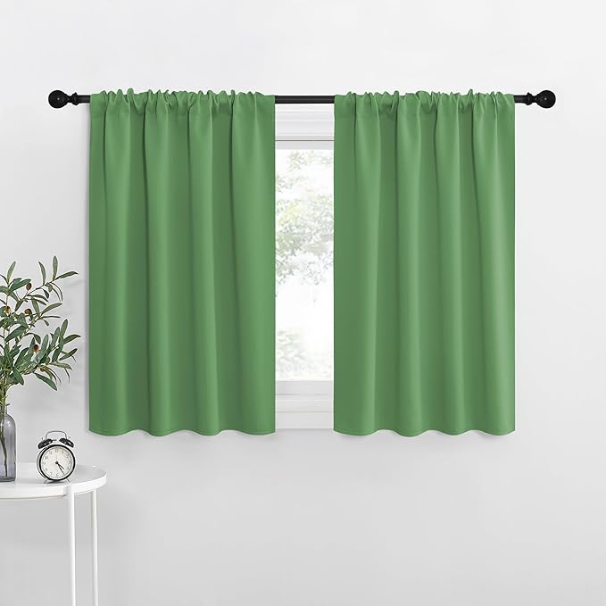 NICETOWN RV Blackout Curtains for Camper Windows, Froest Green, Short Blackout