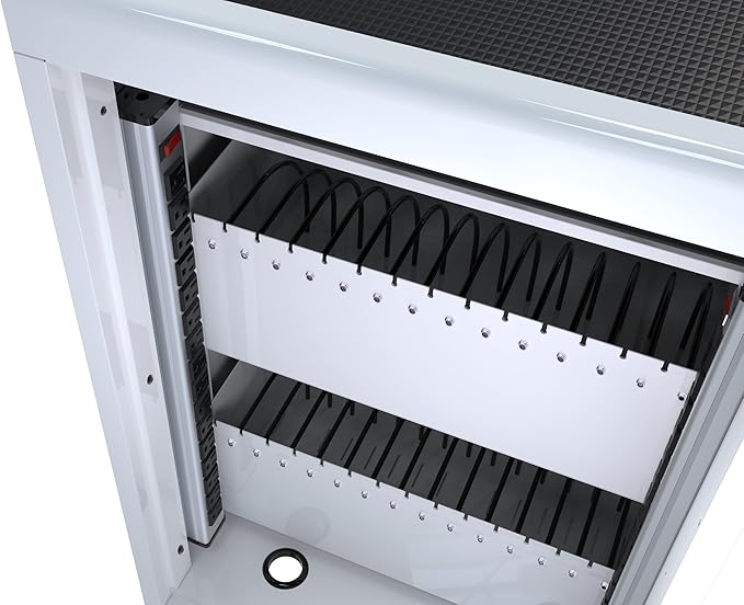 Laptop Charging Cabinets, Mobile Charging Carts and Cabinets, Holds Up to 32 Units, with Power Cord Management, Fits Screen Sizes Up to 16.3", Fits Chromebooks, Laptops, Fits School, Business, White