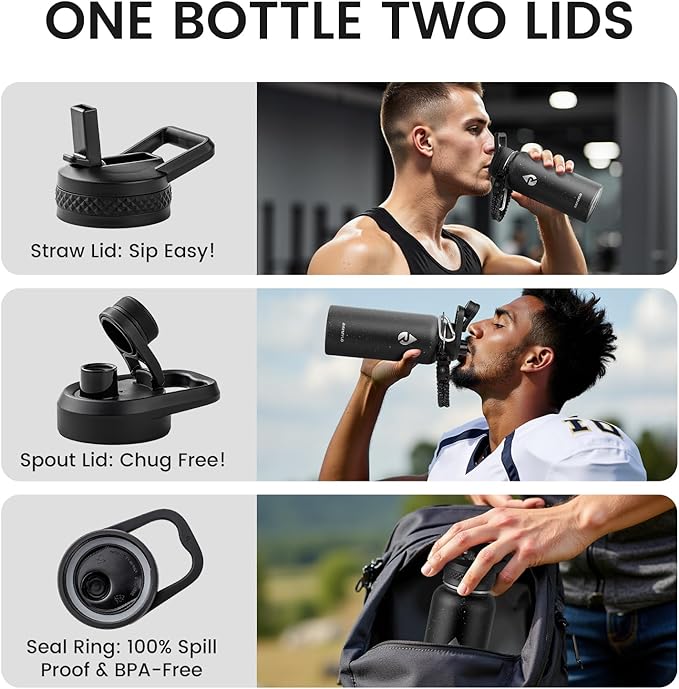 32oz Insulated Water Bottle, Triple Wall Vacuum Stainless Steel Water Bottles - Keeps Cold 48H, Reusable Metal water flask Jug for Gym, Sports, Camping, Hiking,Travel, Starry Sky-Black