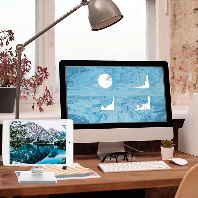 Alipis Foldable Tablet Stand Adjustable Tablet Holder for Desk Use Compatible with Ipad for Office and Home