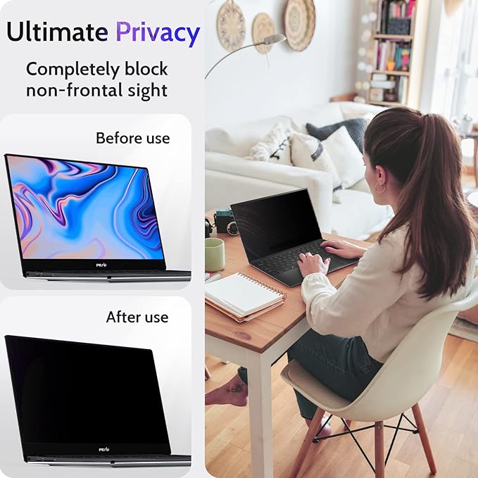 Peslv 13.4 Inch Laptop Privacy Screen Compatible With Lenovo Hp Dell Acer Asus Thinkpad Envy Xps, 16:10 Aspect Removable Anti Glare Blue Light Filter Protector, 13 In Computer Monitor Security Shield