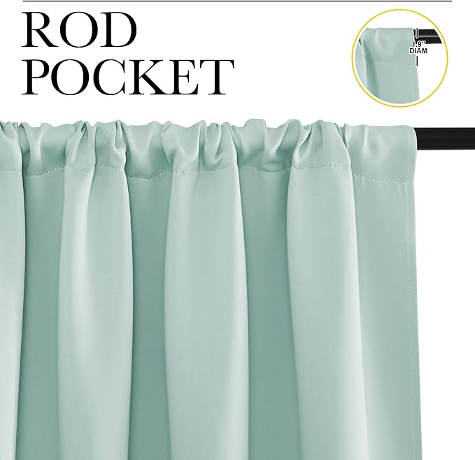 NICETOWN Window Curtains Blackout Drapes, Aqua Blue, 1 Pair, 52 by 72-Inch