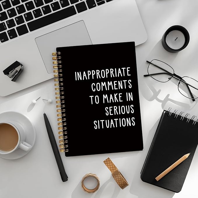 LIANGW Funny Notebooks for Work, Sarcastic Notebooks for Work, Funny Office Gifts for Coworkers, Funny Office Supplies, Black Hardcover Spiral Notebook 5.5x8.3 Inch