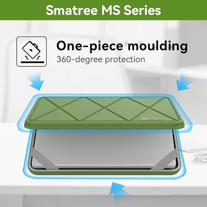 Smatree MS85T Hard EVA Protective Sleeve Case with Stand Compatible for 16 inch Acer Swift Edge 16 Laptop - SFA16-41-R6YS Waterproof Sleeve, Green