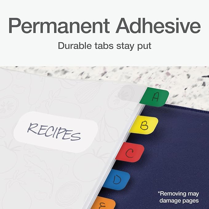 Redi-Tag Write-On Tabs, Permanent Adhesive Index Tabs, Assorted Primary Colors: Yellow, Orange, Red, Blue and Green, 1" x 7/16", 390 Pack (1009303)