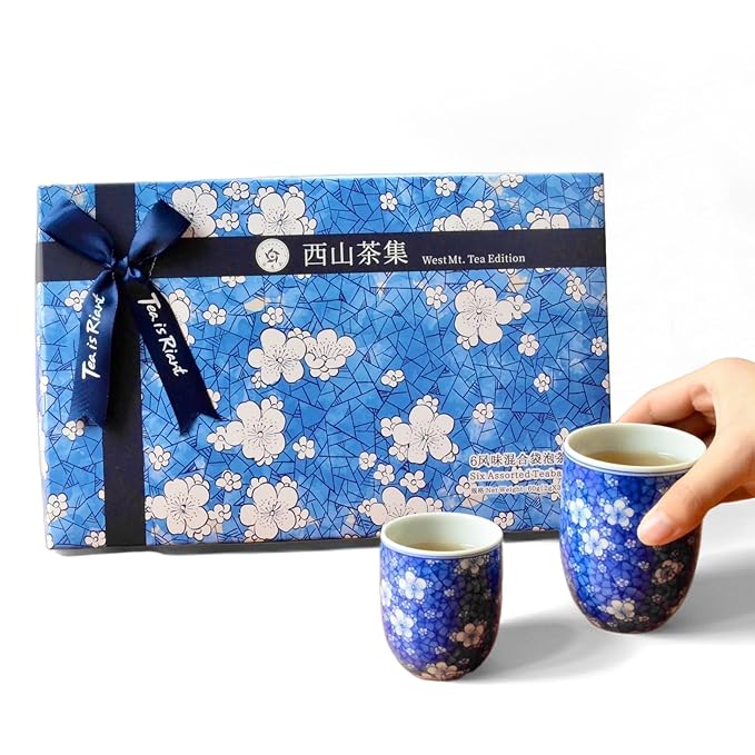 Rinatea Tea Gift Set - West Mt. Tea Selection-Tea Bag Sampler Variety Pack - Includes 6 Rich Flavors, 30 Tea Bags - Natural Loose Leaf Tea Sampler Gift Box for Tea Lovers