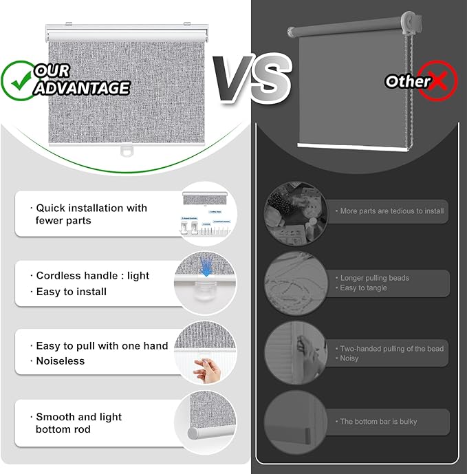 Customize Cordless Roller Shades Blackout Blinds