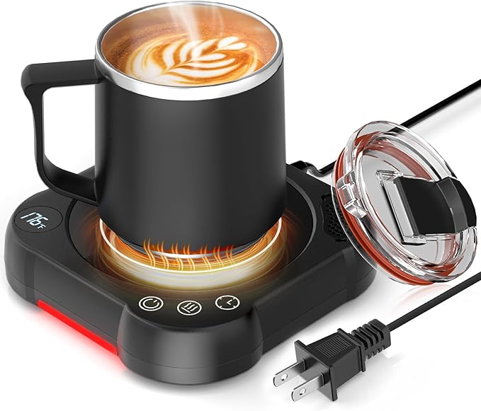 Coffee Mug Warmer & Cup Set - Desk Coffee Cup Warmer for Office/Home with 8-Temp Fast Heating (176℉ Max), Auto Shut Off, Gravity-Induction, 1-12H Timer - Ideal Gift for Coffee Lovers