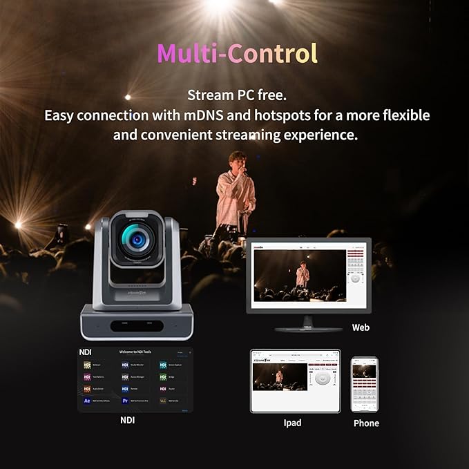 Zowietek 4K NDI|HX3(Certified) PTZ Camera PoE, 25X Optical Zoom, Simultaneous HDMI & SDI outputs, RTSP/RTMP(s)/SRT, Standalone IP Live Streaming to Youtube, Twitch for Meeting, Church, Event, Teaching