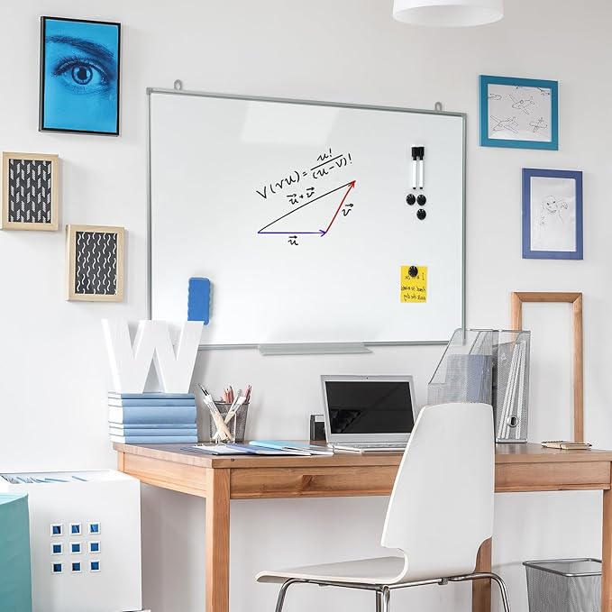 Magnetic Writeboard 36X48 Dry Erase Board Hanging & Wall Mounted Whiteboard S Aluminium Frame Message Boards for Home, School, Office, Kitchen
