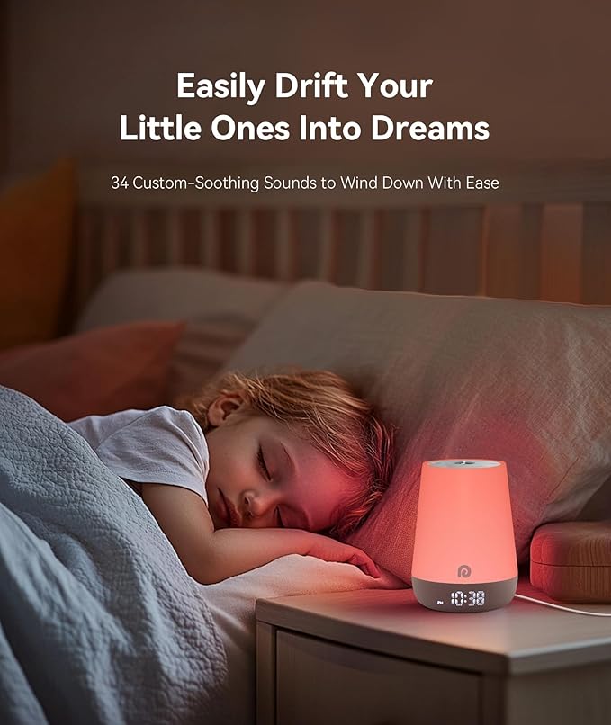 Dreamegg Sound Machine Baby - White Noise Sound Machine Baby With Night Light, Ok to Wake Alarm Clock, 34 Soothing Sounds, Sleep Trainer, Routine Builder, App Control for Kids Nursery Sleeping Bedroom