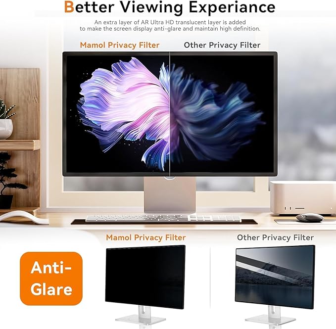 [5-Pack] 24 Inch Computer Privacy Screen for 16:10 Widescreen Monitor, Anti Glare Anti-UV Eye Protection Desktop PC LED Monitor Filter, Removable Anti-Scratch Screen Film 24in