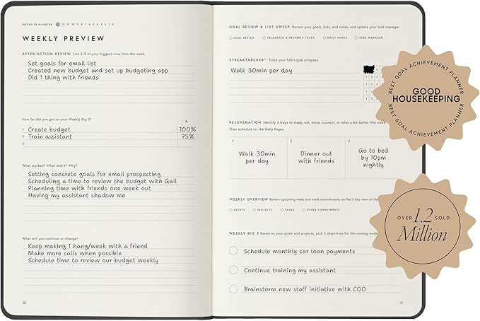 Full Focus Sea Blue Linen Planner by Michael Hyatt - The #1 Daily Planner to Set Annual Goals, Increase Focus, Eliminate Overwhelm, and Achieve Your Biggest Goals - Hardcover