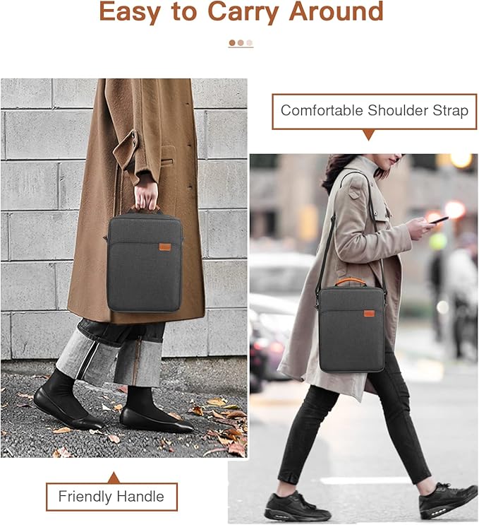 MoKo 13.3-14 Inch Laptop Sleeve Bag Fits MacBook Pro M3/M2 14" 2023, MacBook Pro 13" M2, Air 13.6 M3/M2,Tab S8 Ultra 14.6,Handle Carrying Case with Shoulder Strap, Black & Gray
