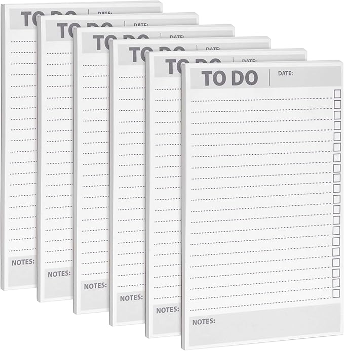Paper Junkie To Do List Notepad - 8.5 x 5.5 in, White, 6-Pack - Office Desk Pad for Daily Reminder Checklist - Easy-Tear Sheets for Daily Task Planning