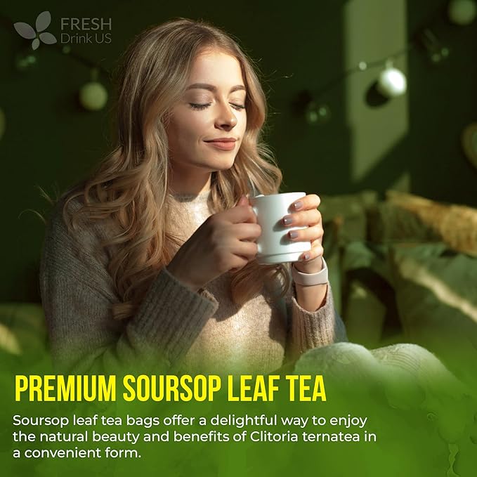 40 Premium Soursop Graviola Leaf Tea Bags, 100% Natural and Pure from Soursop Leaves, Handmade, Made With Natural Materials-Corn Fiber Tea Bag, Sugar/Caffeine/Gluten Free, Hoja Guanabana Tea