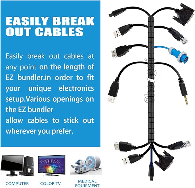 Cable Sleeve Organizer 118inch Coiled Tube Cable Cable Management Sleeve for Home Office PC TV Silver