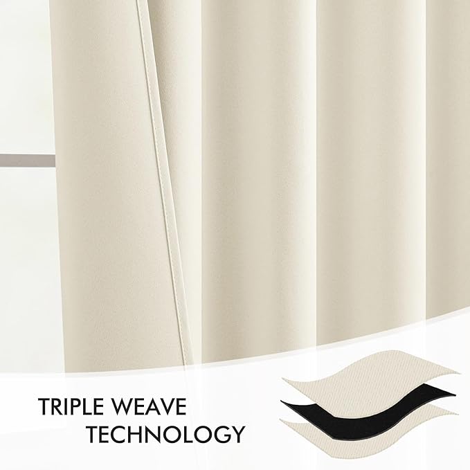MIULEE Birch Back Tab Blackout Curtains 120 Inch Long 2 Panels Set