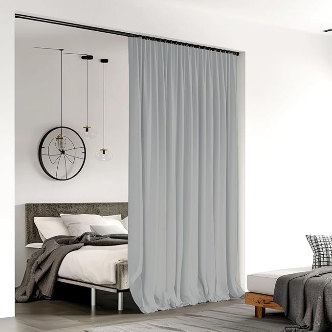 Room Divider Curtains for Ceiling Track Rod, 4.3 ft Wide x 10 ft Tall, Light