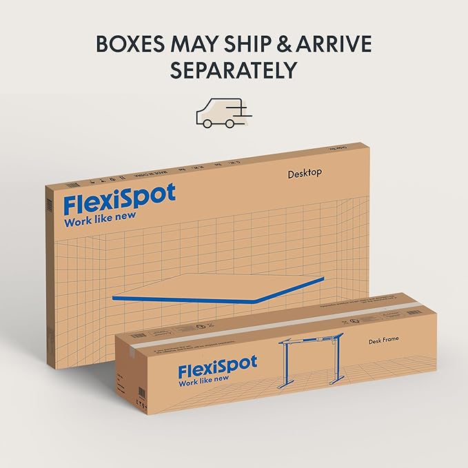 FLEXISPOT EN1 One-Piece Standing Desk 48 x 30 Inches Height Adjustable Electric Desk (Silver Frame + Rustic Top, 2 Packages)