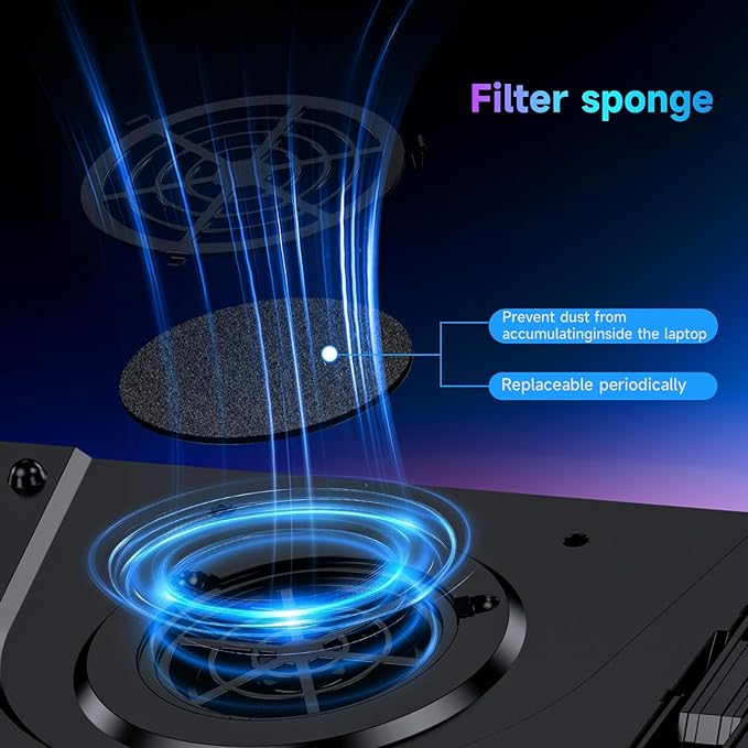 IETS GT300 Upgraded Laptop Cooling Pad with Adjustable Stand, Turbo Boosted Cooler for Rapid Cooling 10-17inch Gaming Laptop, Flexible Sealing Ring，Featuring Air Filtration Adjustable clamp