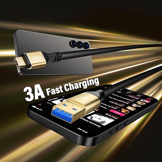 USB 3.0 A to USB C Cable 15FT, Extra Long Type A to Type C Cord, 3A Fast Charging & 5Gbps Data Transfer, Compatible with iPhone 17/16/15 Series, Samsung Galaxy S10 S10+, iPad, Tablets, Laptops