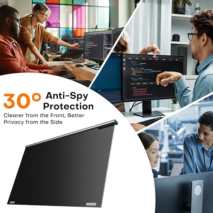 OMOTON Computer Privacy Screen for 24 Inch 16:9 Aspect Ratio Computer Monitor, Magnetic Privacy Eye Protection Anti Glare Blue Light Shield Filter, Hanging Removable Anti-Scratch Protector Film