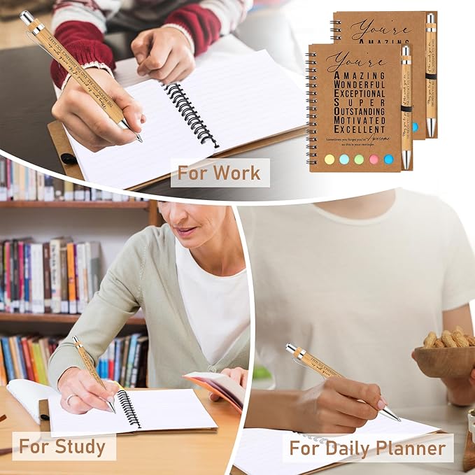 Jetec Inspirational Notebooks Bulk Spiral Notebook with Sticky Notepad Motivational Pens Valentines Day Gifts for for Employee Coworker Nurse Staff Teacher Nurse Volunteer(75 Sets,Amazing)