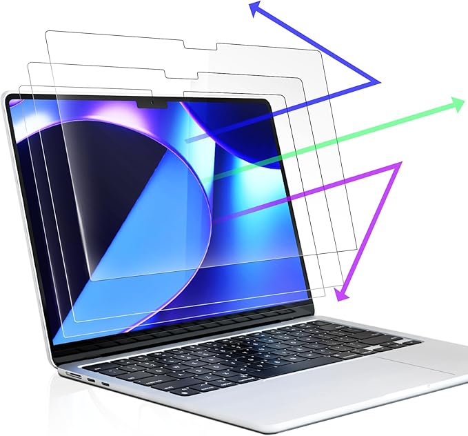 Peslv 3-Pack Anti Blue Light Screen Protector for MacBook Air 13.6/13 Inch (2022-2025, M2 M3 M4 Chip), 13.6inch Mac Laptop Glare Filter Uv Blocker Shield Cover Eye Protection Film