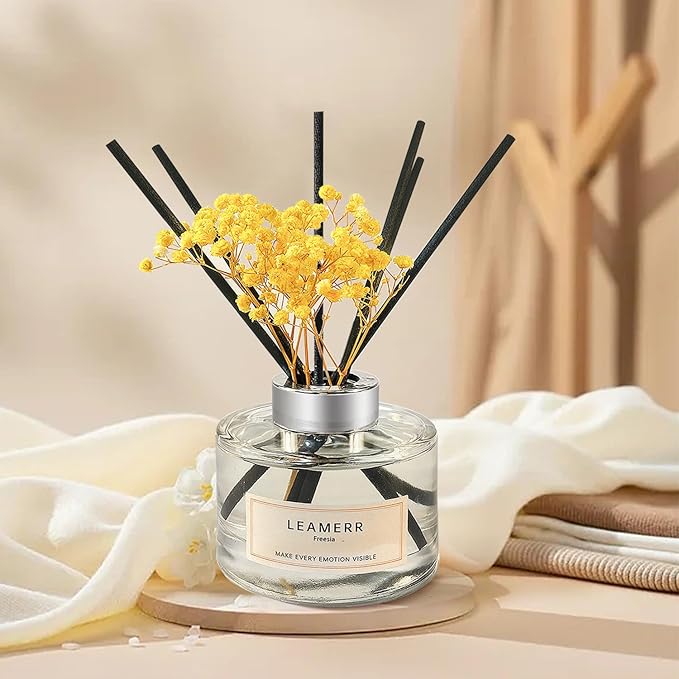 LEAMERR Reed Diffuser Sets Home Fragrance Essential Oil Diffuser Royal Rose Scent- 7 oz (210 ml) Fragrance Oil Diffuser for Bedroom Bathroom Home Décor Includes Reed Diffuser Sticks Scented Oils