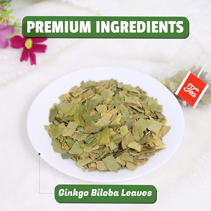 Jarteela - Ginkgo Biloba Tea Bags - 2g x 45 Count - Naturally Dried Ginkgo Biloba Leaves - Non-GMO - Caffeine-Free - Support Liver Health & Enhance Immunity