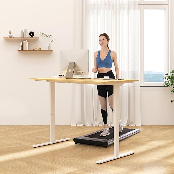 FLEXISPOT E3 Dual Motor Electric Standing Desk 48 x 24 Sit Stand Up Desk, Holds 220 lbs, Adjustable Height w/ Memory Presets, One-Piece Maple Desktop & White Frame, Ships in 2 Boxes
