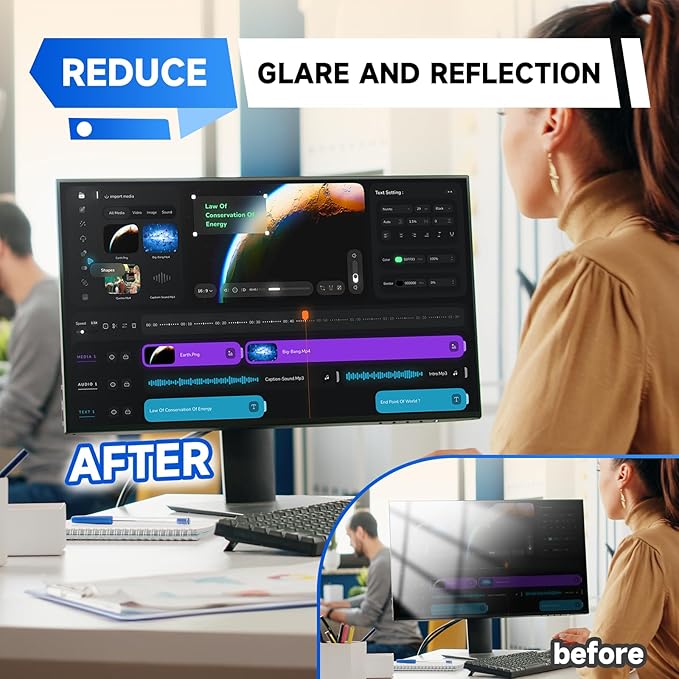 IPROKKO 【2 Pack】 23.8 inch Anti-Blue Light Monitor Screen Protector for 16:9 Widescreen,Removable Anti Glare Blue Light Blocking Screen Filter，LED PC Anti-UV Eye Protection Filter Film