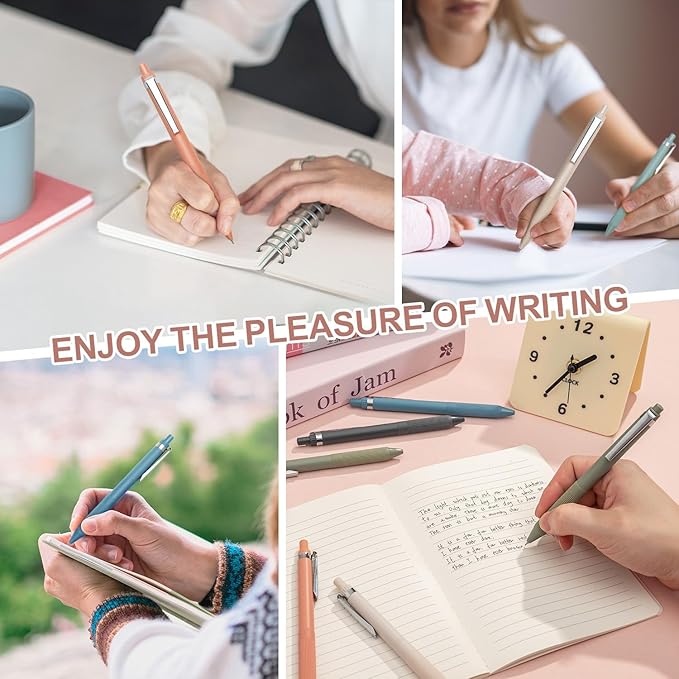 Linbsunne Gel Pens Black Ink Pens for Office 0.5mm Fine Point Pens Smooth Writing Retractable Work Pen (Metal clip-12 pcs)