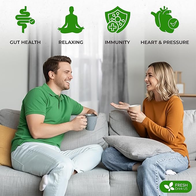 FreshDrinkUS, Premium Green Ginger Tea | 75 Tea Bags | Sencha Green Tea with Ginger, Lemongrass, Turmeric, Hibiscus & Peppermint | Natural Herbal Blend | Comfort & Refreshing, Vegan
