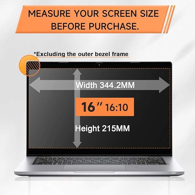 360° Privacy Screen for Laptop 16 Inch 16:10, 4 Way Computer Monitor Privacy Shield, Anti Glare Blue Light Filter Compatible with Lenovo Hp Dell Acer Asus Thinkpad Envy Xps