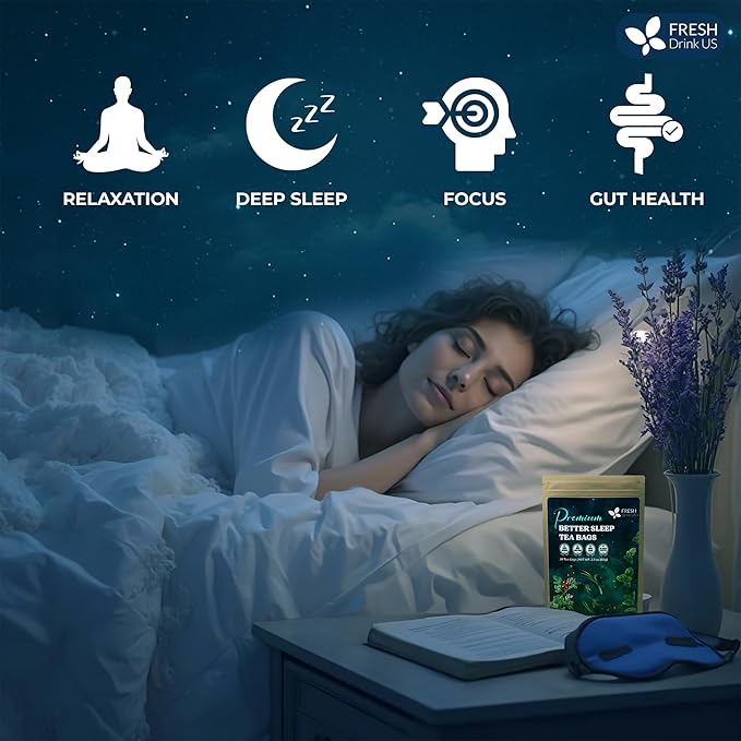 FreshDrinkUS, Premium 75 Tea Bags Better Sleep Herbal Tea | Special Herbal Sleep Tea, Caffeine-Free Loose Leaf Blend with Spearmint Leaves, Lemongrass Leaves, and Hawthorn Berry – Naturally Refreshing and Aromatic.