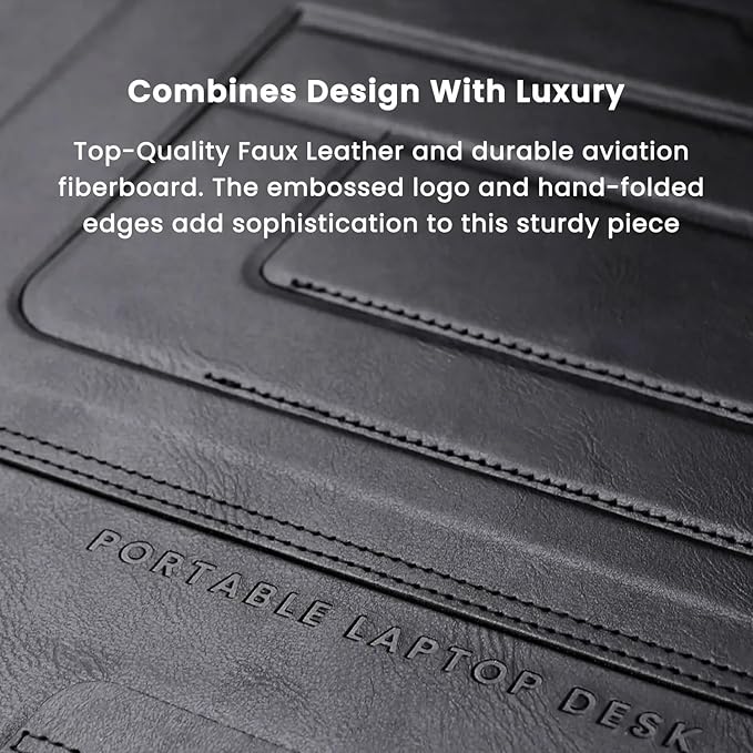 PUNCUBE Portable Lap Desk - Lap Desk with Retractable Mouse Pad, Adjustable Stand, Writing Board, Expandable Surface, and Heat Protection for Laptops and Tablets (Black)